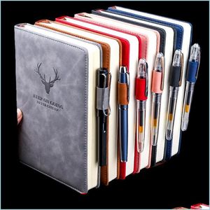 Noteerboutbanden 360 pagina's Vintage Super Dikke Wax Sense Lederen Notebook Business Office Retro Simple A5 Line Journal Diary Paper N DH1MHH