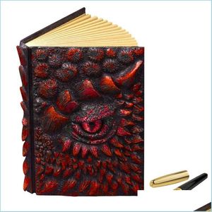 Kuitbiemenbladboutes A5 Grootte hoogwaardige creativiteit Handgemaakte magische hars er notebook Handboek Account Book Art 3d Dragon Relief Diary Stati Dh09p