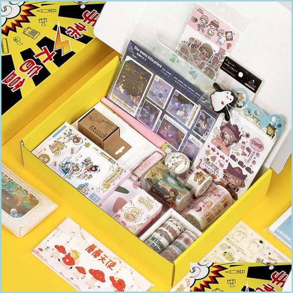 Bloc-notes Bloc-notes Creative Mystery Gift Planner Papeterie Set Koi Random Papeleria Box Notebook Washi Tape Sticky Notes Autocollants Luc Dhzrt