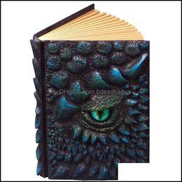 Bloc-notes Bloc-notes Dragon Eye Relief Er Notebook Creative Fun Rétro Résine Art Gravé Main Compte Livre Journal A5 Notebooksnotepads Dhnhx