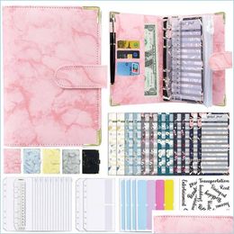 Kladblokken Kladblokken PU Leather Binder Budget Planner Organizer met vellen Zipperzakken Categorie Stickers Saving Cash Envelopes Syste Dh3eb