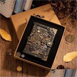 Blocs de notas Steampunk Gear Retro Notebook Nivel de arte Hecho a mano Exquisito Regalo de novedad 2Pcsnotepads Drop Delivery 2021 Office Dhaw7