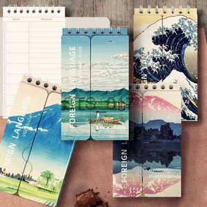 Bloc-notes Notes Katsushika Hokusai Ukiyoe Pocket English Word Notebook Apprendre des mots étrangers Memo Notebook Coil Student Portable Notepad x0715