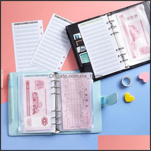 Notes de notes notes de bureau de bureau fournit des entreprises industrielles A6 ER ER avec 8pcs PVC POCHETS et 12PCS Budget Fiches