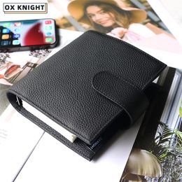 Notepads Ox Knight Originele serie Leather A7 Notebook Zip Cover met Top Pocket Cowhide Planner Mini Agenda Organizer Diary Notepad 220914