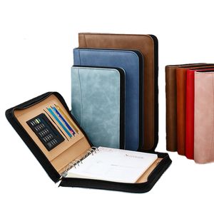Notepads Padfolio Diary Binder Notebook en Journal With Calculator A6 A5 Notepad Office Agenda Planner Sketchbook Ring Zipper Note Boek 230309