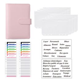 Bloc-notes Cahier en cuir PU A6 Binder DIY Budget Planner Organizer 8 poches zippées 12Pcs Feuille de budget 2Pcs Alphabet français Autocollants 230525