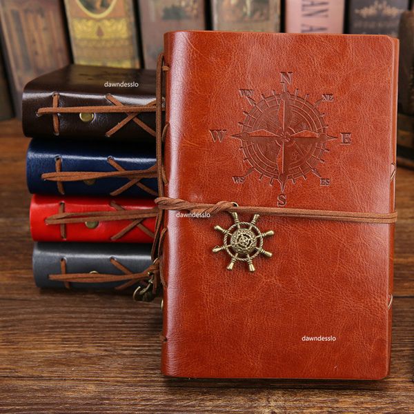 NOTROADS Retro Spiral Notebook Diary Notepad Notepad Vintage Pirate Anchors Pu Leather Note Book Remplaçable Stationery Gift Traveler Journal 230817