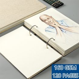 Noteerbuien retro spiraal schetsboek linnen hardcover 120 pagina's 160GSM navulbare notebook voor kunst drwaing stationery school benodigdheden 220902