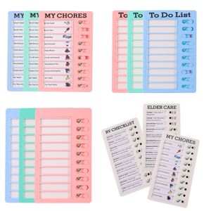 Notepads Reusable My Chores Checklist Daily Planner Memo Plastic Board Chore Chart Responsibility Behavior for Kid Selfdiscipline Card 230503