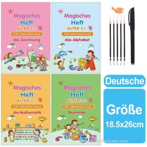 Kladblokjes zonken Duitse Engelse letters Magic Books Kinderen herbruikbaar 3D Groove Magic Notebook schrijven Lettering Calligraphy Set Montessori