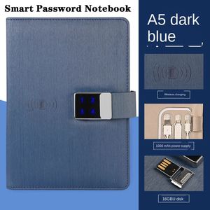 Bloc-notes Smart Notebook Cuir Mot de passe Verrouillage Journal Chargement sans fil avec disque U Intelligent Touch Mot de passe Verrouillage Carnet de notes Journal 231201