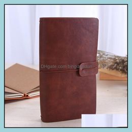 Kuitbiemen Solid Color Lederen Notebook Handgemaakte Vintage Diary Journal Books Retro Travel Notepad Sketchbook Office School Supplies Gi Dhavv