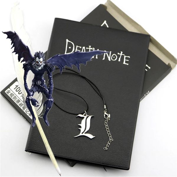 Blocs de notas Diario del estudiante Anime Death Note Notebook Set Diario de cuero y collar Pluma Pluma Diario Death Note Pad Conjunto completo 231201