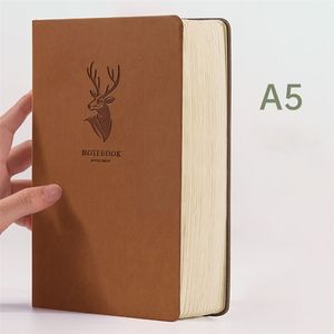 Bloc de notas Súper grueso 416 páginas Cuaderno de ciervo de cuero A5 Cuaderno diario Oficina de negocios Bloc de notas de trabajo diario para 1-2 años Escribiendo como regalo 220914