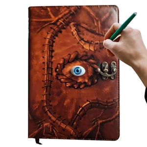 Notepads Vintage Leather Journal met Deckle Edge Paper Third Eye Grimoire Antiek Blank Spell Wiccan Notebook Hocus Pocus Book 230130