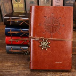 Notepads Vintage Spiral Notebook Diary Pirate Anchor PU Leer vervangende briefpapier Geschenktreiziger Magazine 230408