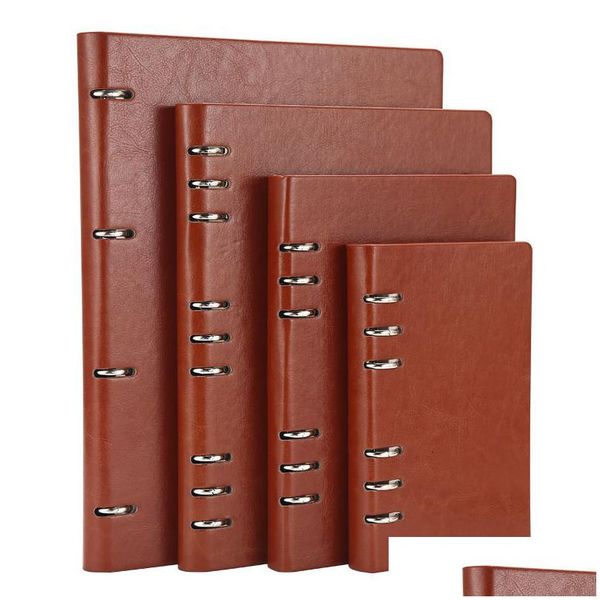 Bloc-notes en gros A4 A5 A6 B5 Creux Cahier à feuilles mobiles Bloc-notes en cuir détachable Binder Papeterie Drop Livraison Bureau Bus scolaire Dhjew