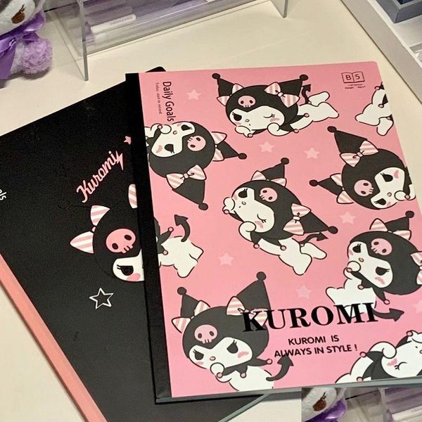 Blocs de notas Venta al por mayor Kuromi Cartoon B5 Grid Bloc de notas Cute Ins Style Notebooks Kawaii Diary Estudiantes Herramientas de aprendizaje Regalos para Drop Deliver Dheup