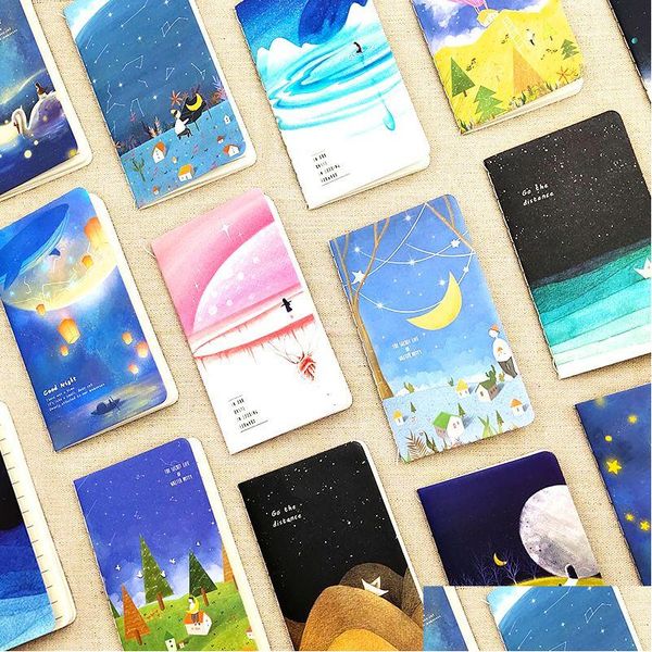 Bloc-notes en gros Mini mignon océan série cahier souhaitant bouteille enfance fantaisie style bloc-notes lune étoile univers journal portable Dhbb9