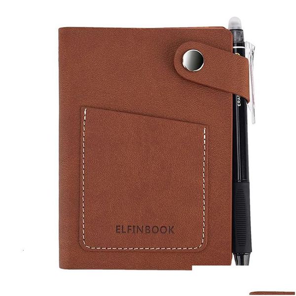 Blocs de notas Venta al por mayor Mini Smart Reutilizable Cuaderno de cuero borrable Bolsillo en blanco Mano Ding Planificador Diario Diario Cuaderno de notas Business Notep DHQMF