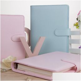 Kladblokken Groothandel PU Leather Notebook Binder Invulbare 6 Ringen ER Loose Leaf Planner met Buckle Closure Drop Delivery Office School Dhpmj