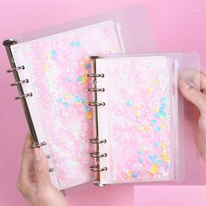 Bloc-notes en gros porte-carte de stockage en PVC transparent avec sac de documents à glissière à 6 trous pour A5 A6 pochette agenda planificateur accessoires1 Drop Dhixe