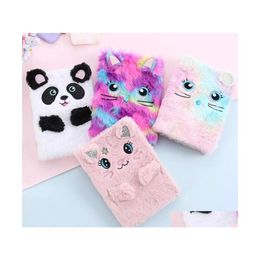 Kuitbiemen winter warme cartoon pluche notebook Dream Cat Rabbit Horse Panda Journal Portable Diary Planner Notepad Stationery Kerstmis OTDVH