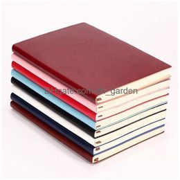 Koepboets schrijven Journal Notebook Pu Leather Colorf Journals Daily Notepad Diary Cute Travel Notebooks breed rood voor studenten Dhgarden Dh90N