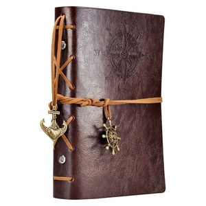 Kladblokken Journal Spiral Notebook Diary Diamy Notepad Vintage Nautical Pirate Anchors PU Leather Retro Pendants Note Book Sketchbook 230511