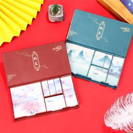 Remarques 1Set Chinese Retro Paint Paper Blocs Sticky Bookmarks Auto-Stick Index Book Notebook Écriture PADS 230225