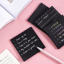 Aantekeningen 50sheets van 7676cm Black Note Paper Self -adhesive memo kalender planner cadeaubon creatief Stationery School Supplies 230425