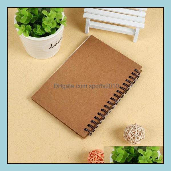 Notes Blocs-notes Fournitures Bureau Business Industrialwholesale- Kraft Coil Sketch Sketchbooks Blank Creative Notebook School Papeterie Dur