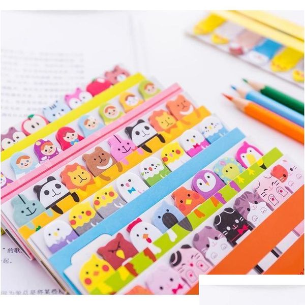 Notas al por mayor Kawaii Memo Pad Marcadores Creativo Lindo Animal Sticky Index Publicado Planificador Papelería Suministros escolares Papel Stick DHCBW