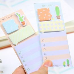 Notes en gros Noverty Cactus Autocollants mignons Planificateur Kawaii Papeterie collante Bloc-notes Papeleria Bloc-notes Stick1 Bureau de livraison directe Otocf