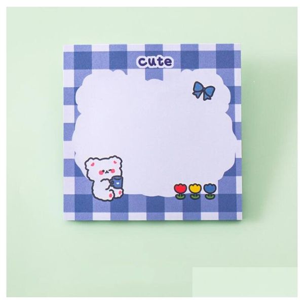 Notes En Gros Pcs / Lot Creative Bear Girl Memo Pad Sticky Mignon N Times Papeterie Étiquette Bloc-notes Signet Post Fournitures Scolaires Drop Dhhux