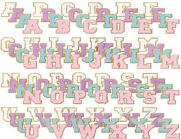 Nociones 104pcs hierro en letras para parches de ropa de ropa Varsity Alphabet Chenille Patch Adhesive Reparación decorativa Bordada 9275411