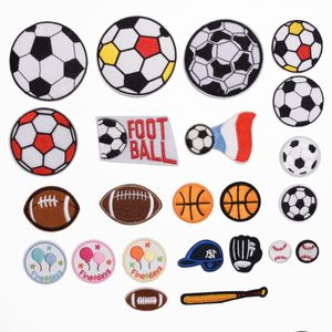 Notions 23 Pièces Ball Sports Iron Ones Enfants Football Baseball Basketball Rugby Applique Brodée pour Jeans T-Shirt Decorati