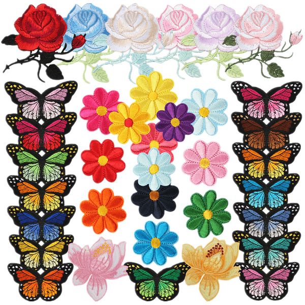 Notions 39 pièces thermocollant pour vêtements fleurs papillon coudre sur applique grande taille jolie décoration patchs brodés pour jeans sacs vêtements arts artisanat bricolage