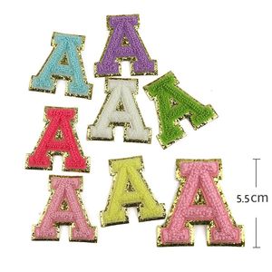 Noties 5,5 cm letters pailletten chenille borduurwerk alfabet naaien op patches tassen hoeden kleren vilt letter kledingstuk diy accessoires