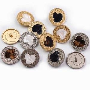 Notions 6 pièces/lot de boutons en métal et perles pour chandails vestes ensembles décoratifs accessoires de boutons d'amour plats de haute qualité vêtements de bricolage X-026 P230523