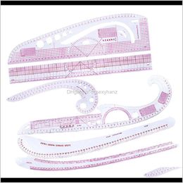 Noties Kleding Drop levering 2021 Pieces Franse metrische metrische plastic gereedschap Curve -vormige maatregeer voor het naaien van kledingvoorraden 6 stijlen Mixen