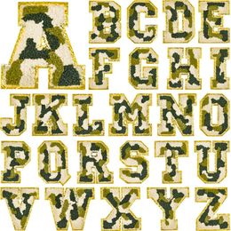 Notions Camouflage Lettre Patch Brodé Applique DIY Chenille Alphabet Fer sur Patchs Pour Vêtements Couture Nom Autocollants sur Vêtements Sacs À Dos Chapeaux 8 cm