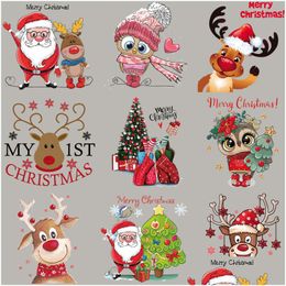 Begrippen Kerst Warmteoverdracht Stickers Grappige Kerstboom Kerstman Ijzeren Applicaties Voor Jas Hoodies Diy Decoratie Drop Delivery