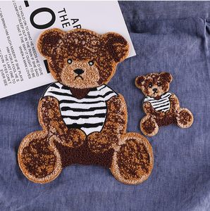Notions Cute Bear Towel Embroidery Clothing Patch Iron On Patches T Shirt Jacket Cartoon Sticker Badge Garment DIY Accessories