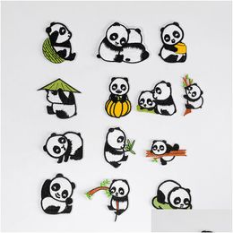 Notions Leuke Panda Delicate Embroideredes Decoratieve Dieren Ijzer Op Naai Applique Voor Kleding Jeans Jurk Hoed Arts Drop Delivery