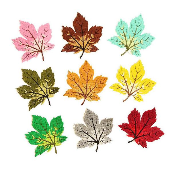 Notions brodées de feuilles d'érable de couleurs assorties, à repasser pour vêtements, jean, sac à dos, manteaux, applications de bricolage, fournisseur, livraison directe