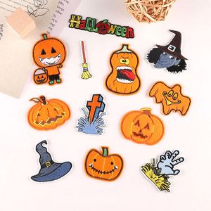 Parches de calabaza de Halloween Notions, parche bordado para coser y planchar para chaquetas, mochilas, pantalones vaqueros y apliques de insignia para ropa, venta al por mayor