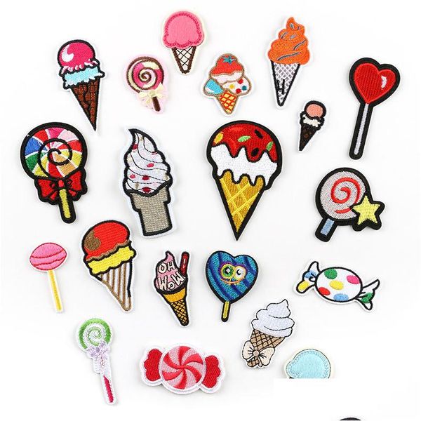 Nociones piruletas de helado mezcla de hierro en apliques bordados coser ropa artesanal accesorios de decoración entrega directa