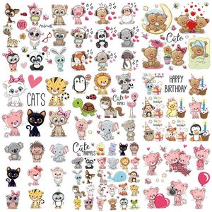 Boordelingen Iron op schattige dierenplekken ingesteld voor kinderkleding Diy T -shirt Hoodies Applique Vinyl Unicorn warmteoverdracht Kleding Stickers Kostuum Accessoires Wasbaar